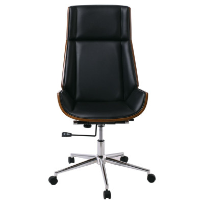 CF9850 Πολυθρόνα Γραφείου Διευθυντή, Μέταλλο Χρώμιο Καρυδί - Pu Μαύρο